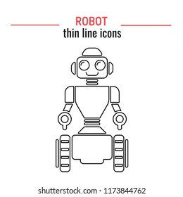 Robot thin line icon. Robot character icons line style.