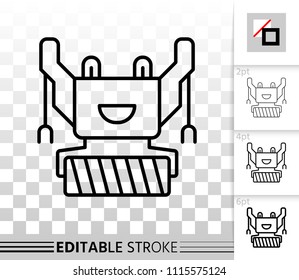 Robot thin line icon. Outline web sign of machine. Transformer linear pictogram with different stroke width. Simple vector symbol, transparent background. Robot editable stroke icon without fill