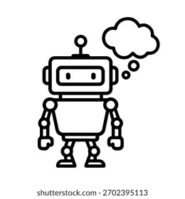 robot thinking vector line icon on a white background
Vector line icon