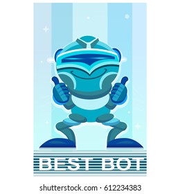 Robot Thumb Up. Blue best chatbot. illustration Vector