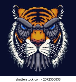 Robot tiger head vector illustration for your company or brand