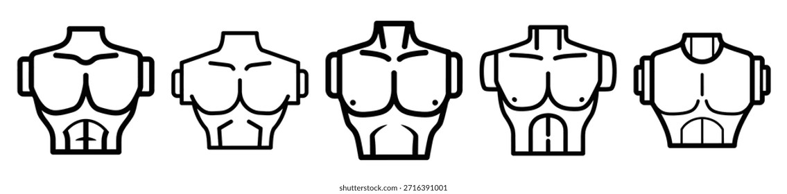 Roboter Torso Linie Art Icon Set. ai und Robotik Gliederung Icons Sammlung.