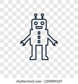 Robot toy concept vector linear icon isolated on transparent background, Robot toy concept transparency concept in outline style