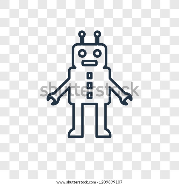 Robot toy concept vector linear icon isolated on\
transparent background, Robot toy concept transparency concept in\
outline style