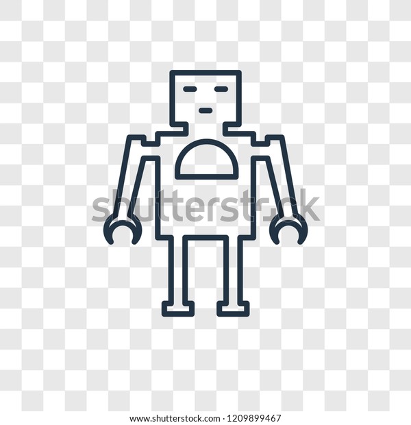 Robot toy concept vector linear icon isolated on\
transparent background, Robot toy concept transparency concept in\
outline style