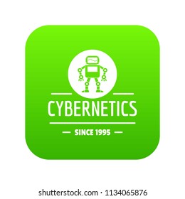 Robot toy icon green vector isolated on white background