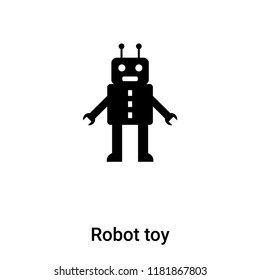 Robot toy icon vector isolated on white background, logo concept of Robot toy sign on transparent background, filled black symbol