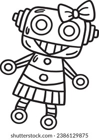 Robot Toy Isolated Coloring Page for Kids