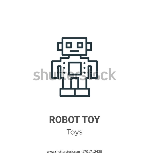 Robot toy outline\
vector icon. Thin line black robot toy icon, flat vector simple\
element illustration from editable toys concept isolated stroke on\
white background
