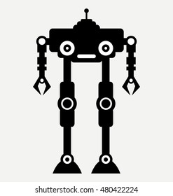 robot transformer, icon, flat illustration isolated on white background