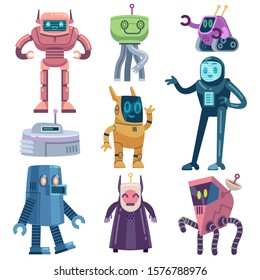 Robot. Transformer robots, modern technology android assistant. Friendly futuristic devices cartoon vector electric and mechanical machine characters