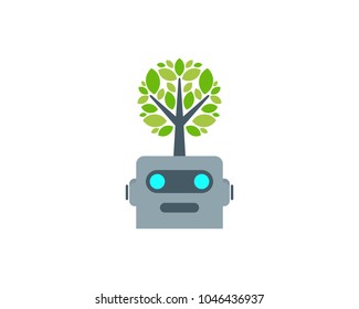 Robot Tree Icon Logo Design Element