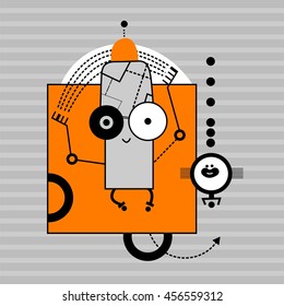 Robot , T-shirt design for kids vector illustration