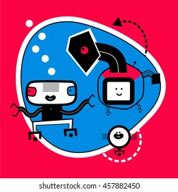Robot , T-shirt design for kids vector illustration