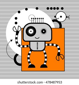 Robot , T-shirt design for kids vector illustration