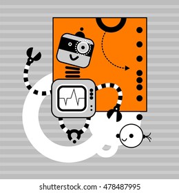 Robot , T-shirt design for kids vector illustration