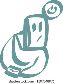 robot turning on mobile device vector illustration