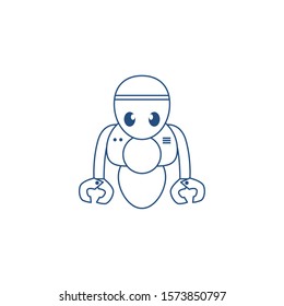 robot with two hands line style icon vector illustration design