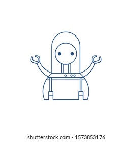 robot with two hands line style icon vector illustration design
