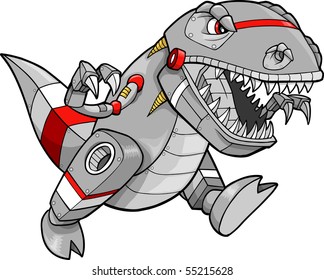 Robot Tyrannosaurus Dinosaur Vector Illustration