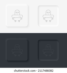 Robot, ufo icon - Vector. Artificial intelligence neumorphic style vector icon