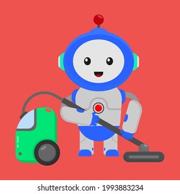 robot using vacuum cleanericon illustration vector graphic