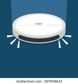 Robot vacuum cleaner. Clean floor. Cleaning of dirt, dust. Vector illustration