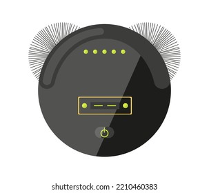 Robot vacuum cleaner cleaning gadget black flat. Smart home equipment device help clean house floor sweep sink antimicrobial cleaner dust debris. Contact connect control phone technological progress
