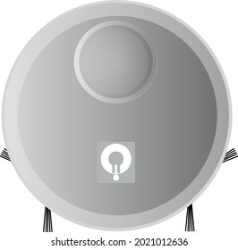 Robot vacuum cleaner. The electric vacuum cleaner is silver. Vector illustration of a home vacuum cleaner for web design, isolated on a white background. household appliances for the home. Technic.