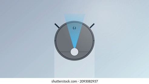 Robot vacuum cleaner and home technology flat vector illustration.