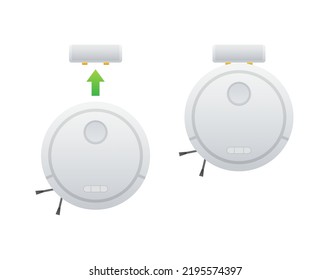 Robot vacuum cleaner. Housework done by robot. Vector illustration.