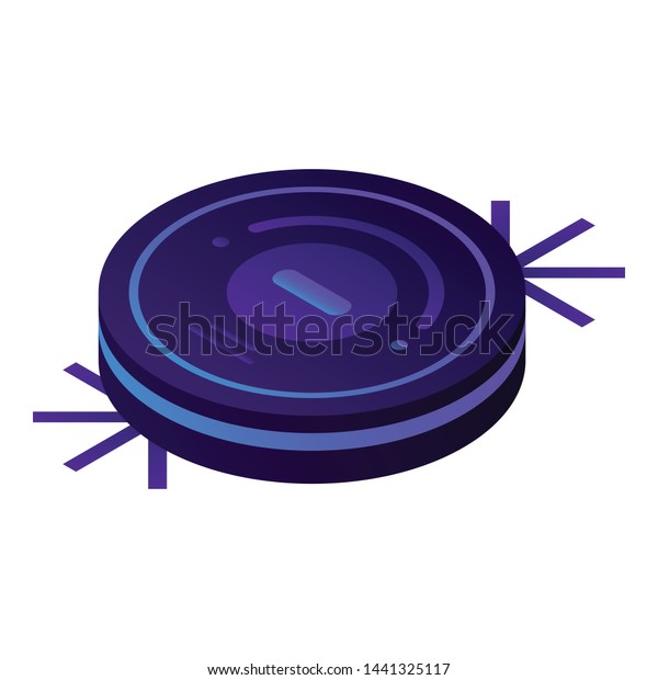 Robot vacuum\
cleaner icon. Isometric of robot vacuum cleaner vector icon for web\
design isolated on white\
background