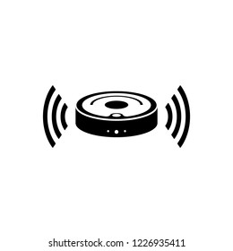 Robot vacuum cleaner icon, logo on white background