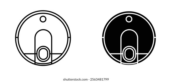 Robot vacuum cleaner icons in outline and fill. vector illustration for ui.