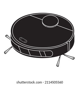 Robot vacuum cleaner isolated on a white background black icon