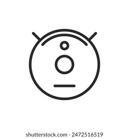 Robot vacuum cleaner, linear style icon. automated cleaning, smart home devices, or robotic vacuuming. Editable stroke width.