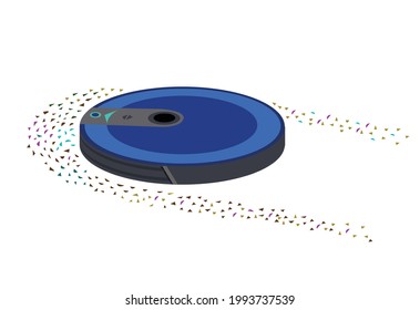 A Robot Vacuum cleaner mops pieces on the floor