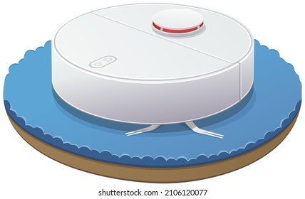 Robot vacuum cleaner on blue carpet (cut out)