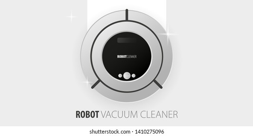 Robot vacuum cleaner on white floor. Smart Technologies