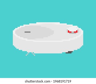 Robot vacuum cleaner pixel art. 8 bit vector illustration