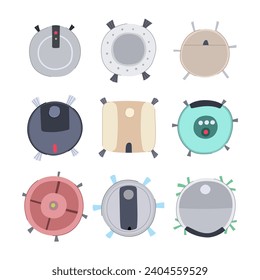 robot vacuum cleaner set cartoon. isometric automatic, electric dust, hand hoover robot vacuum cleaner sign. isolated symbol vector illustration