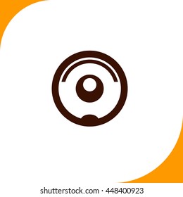 Robot vacuum cleaner sign. Brown icon on white background