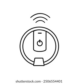 Robot vacuum cleaner simple line icon isolated on white background. 