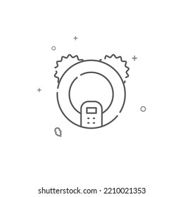 Robot vacuum cleaner simple vector line icon. Symbol, pictogram, sign isolated on white background. Editable stroke. Adjust line weight.