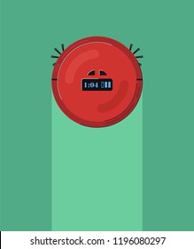 Robot vacuum cleaner. Smart robotic household appliance for cleaning. Vector illustration.