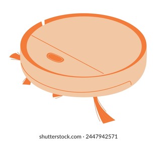 Robot vacuum cleaner. Smart robotic household appliance for cleaning. Isometric. Vector illustration isolated on white background. Flat vector illustration for poster, icon, card, logo, label