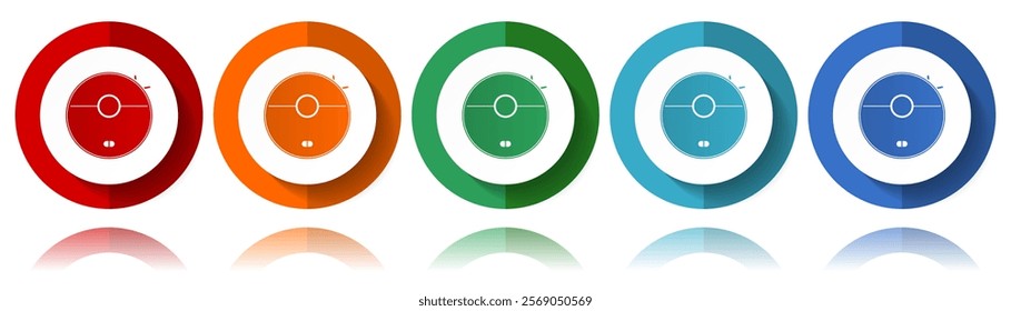 Robot vacuum cleaner vector icons, flat icon set for logo design, webdesign and mobile applications, colorful web button collection in eps 10