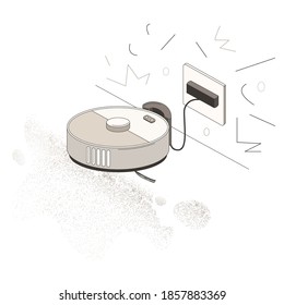 Robot vacuum cleaner vector illustration. Isometric of robot vacuum cleaner on a white background. 