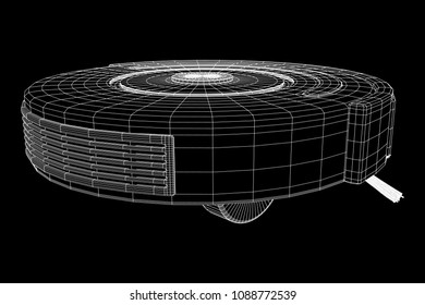 Robot vacuum cleaner wireframe low poly mesh vector illustration. Smart cleaning technology concept