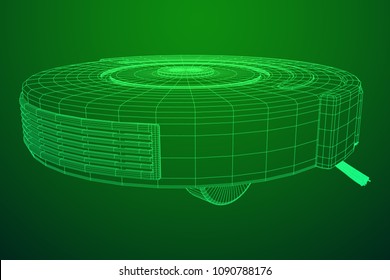 Robot vacuum cleaner wireframe low poly mesh vector illustration. Smart cleaning technology concept